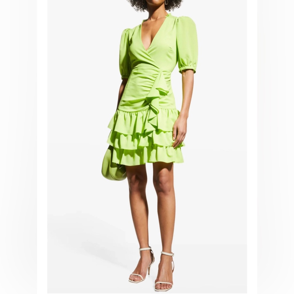 One33 Social Lime Green Ruffled Mini Dress